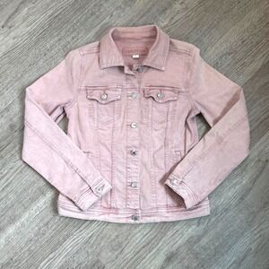 Maurices Womens Pink Denim Jacket Stretch Trucker Jean Coat Size S Small